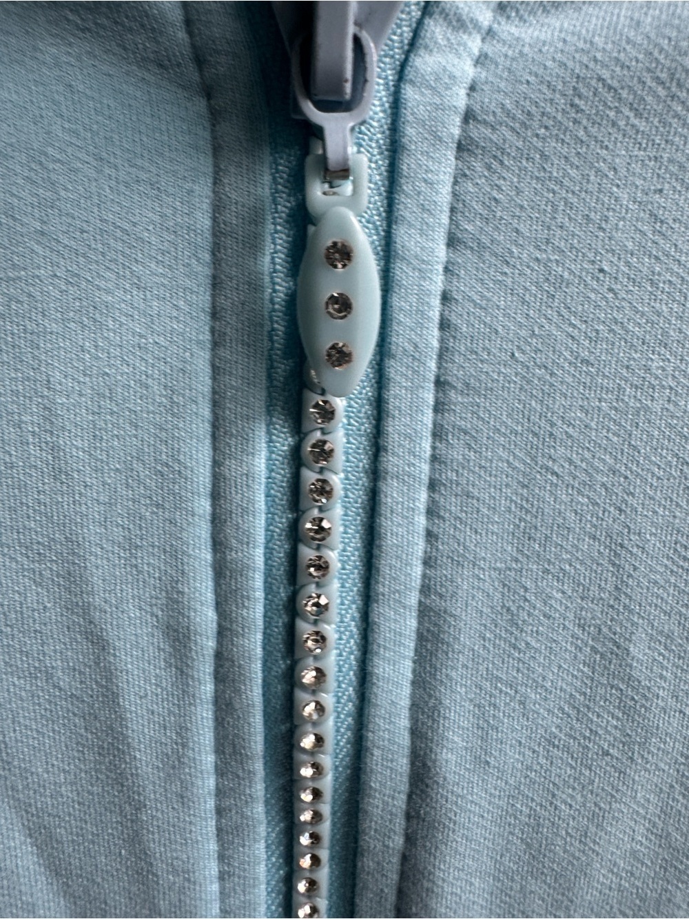 Y2K Juicy Coconut Pastel Blue Zip Up Jacket Sequin Rhinestone Crop Small - Picture 5 of 6